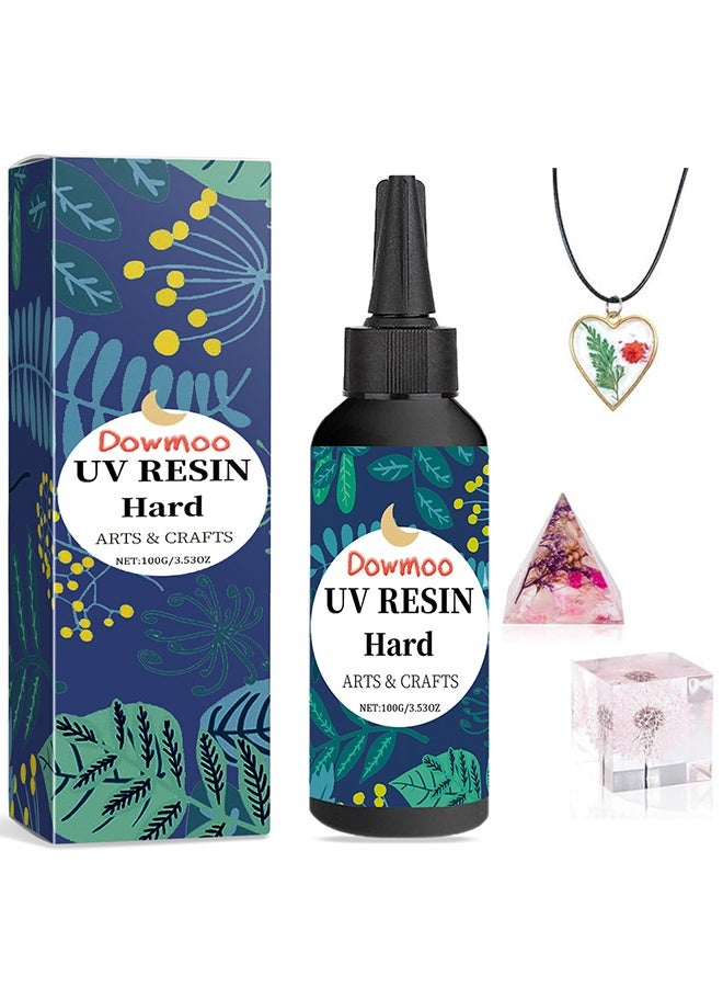 UV Resin Hard, Crystal Clear Hard Cure UV Curing Epoxy Resin For DIY Jewelry Making, Home Decor, Clear Solar Curing Sun Active Resin For Resin Molding, Casting And Coating, 100G